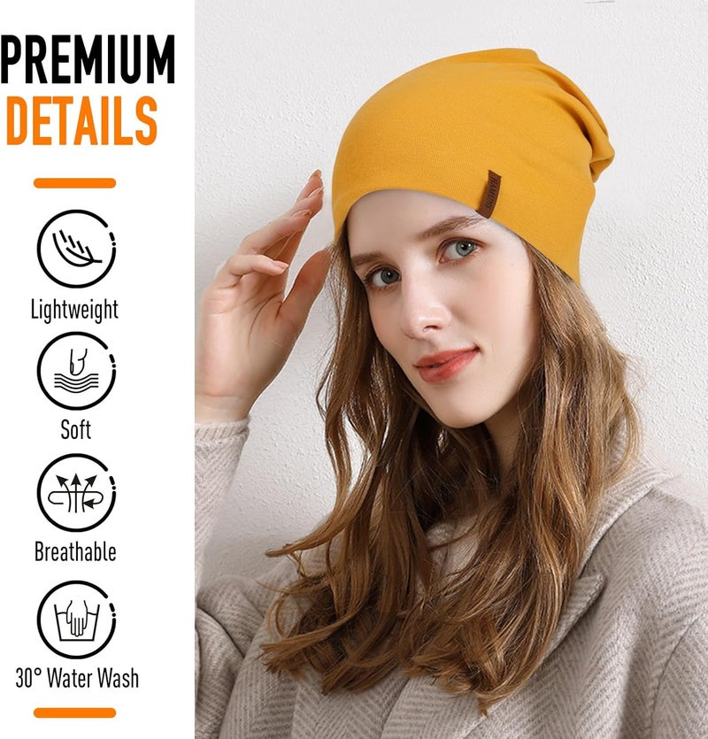 HAMUNI Slouchy Beanie for Women Cotton Beanies Hats Men Lightweight Soft Chemo Headwear Warm Skull Cap for All Seasons - Image 2